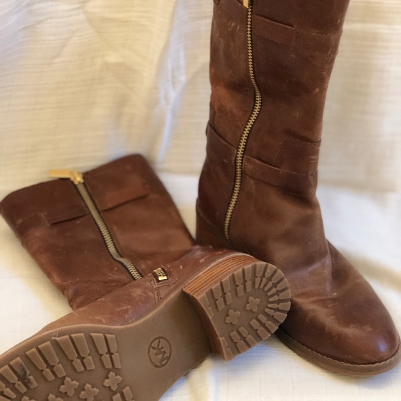 Michael Kors High Ankle Distressed Leather Boots - Picture 2 of 3